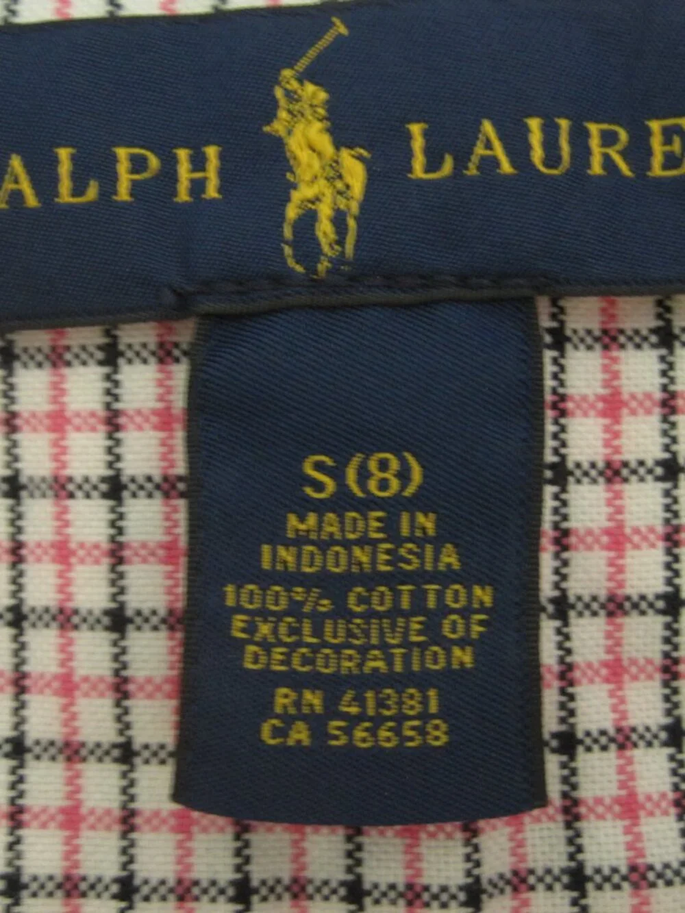Ralph Lauren Boys Pink Black Plaid Oxford Button Down Cotton Dress Shirt Sz S/8